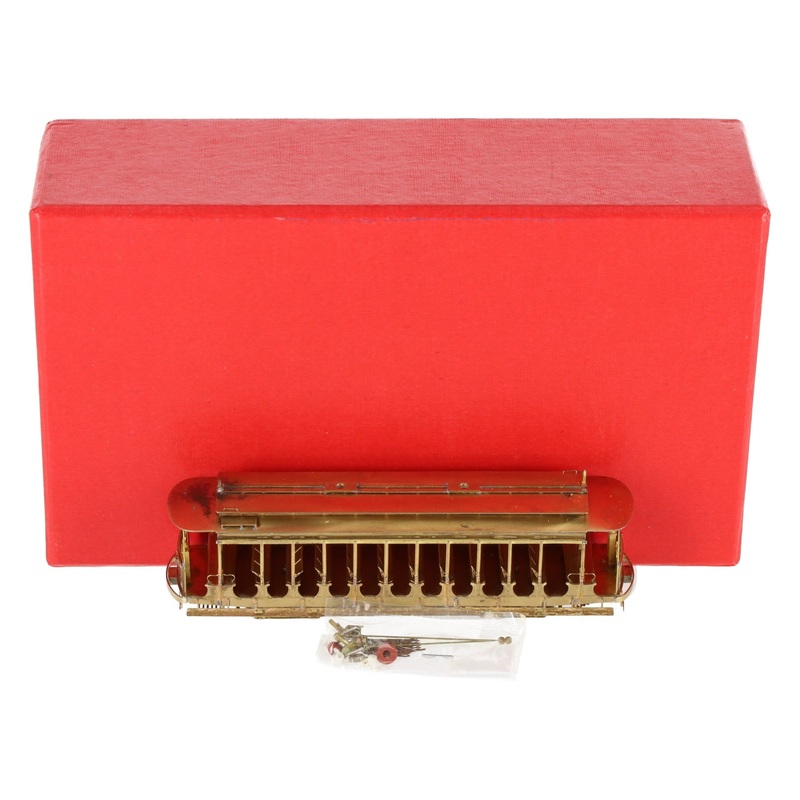 MTS HO BRASS Powered 14 Bench Open Trolley -Unpainted EX/Box