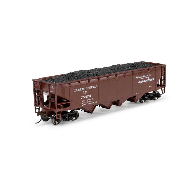 Athearn ATH-1581 HO Illinois Central 40′ 4-Bay Offset Hopper with Load #75422