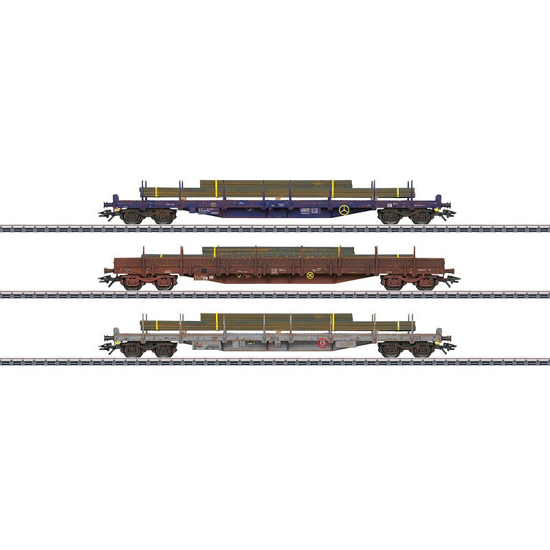 Marklin 47050 HO Scale Flat Car Set (3) LN/Box