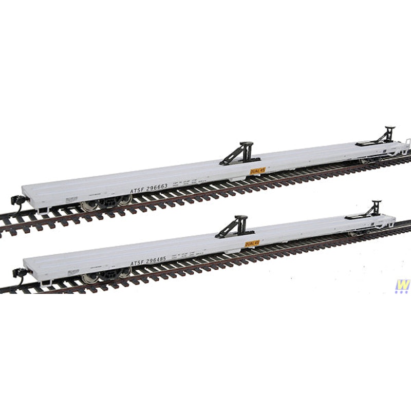Walthers 932-240312 HO ATSF Gold Bethlehem 89’4 Flush Deck Flatcar (Set of 2) MT/Box
