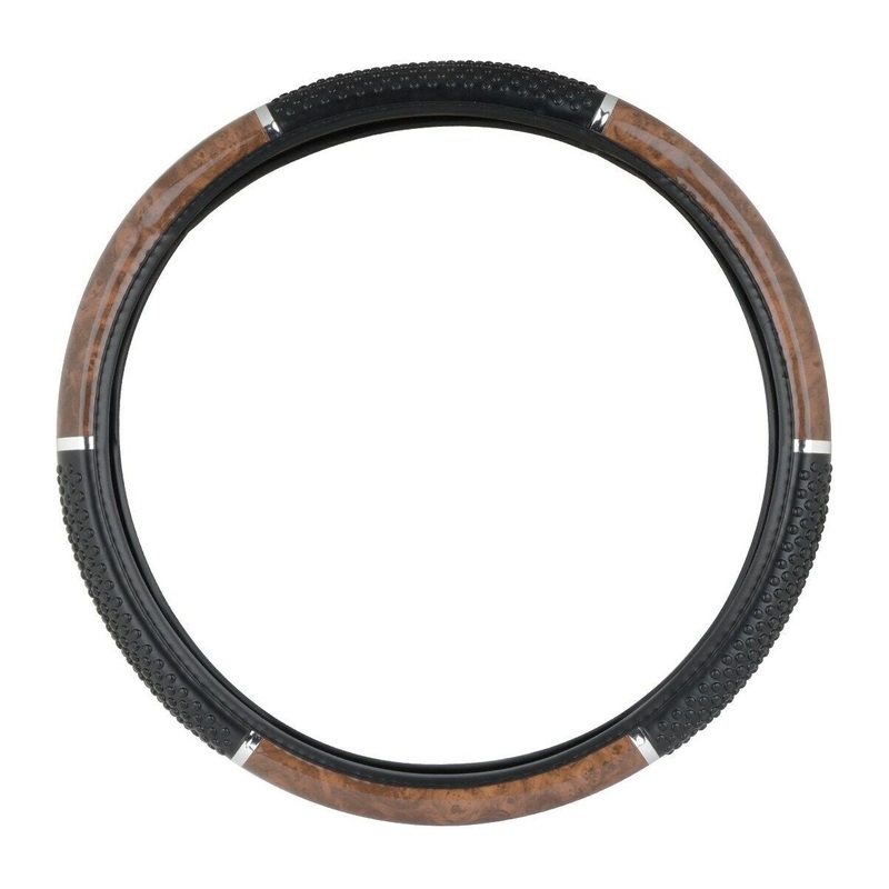 54040 18 steering wheel cover light wood w/black hand grips universal truck new 54040