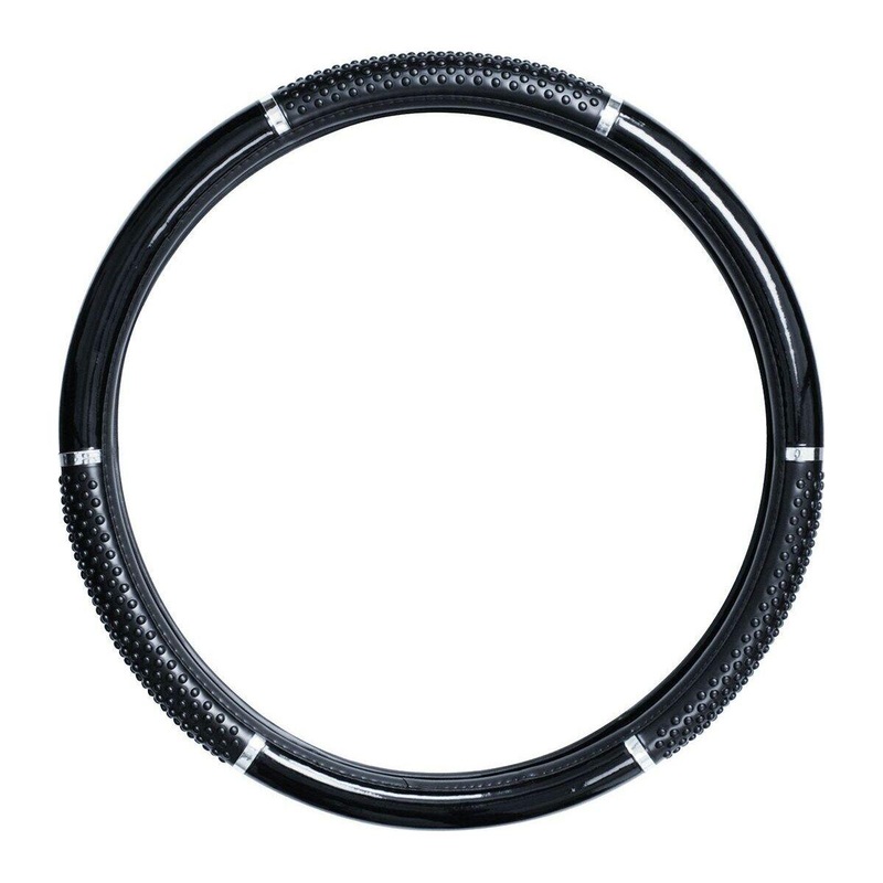 54043 18 steering wheel cover gloss black w/black hand grips universal truck 54043