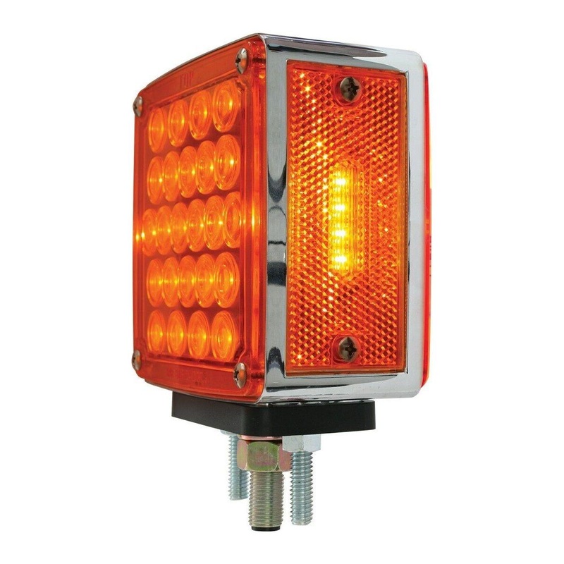77621  Square Double Face Pearl LED Pedestal Light Red/Amber  (Driver)