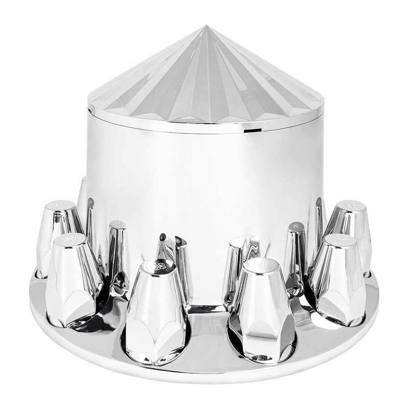 AXIS CHROME ABS REAR AXLE COVER SET W/LOCKING TABS & STANDARD HUB CAP  #40213