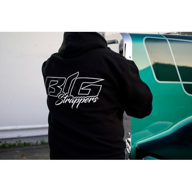 Big Strappin’ Hoody strappers truckers sweatshirt black apparel diesel hot rod