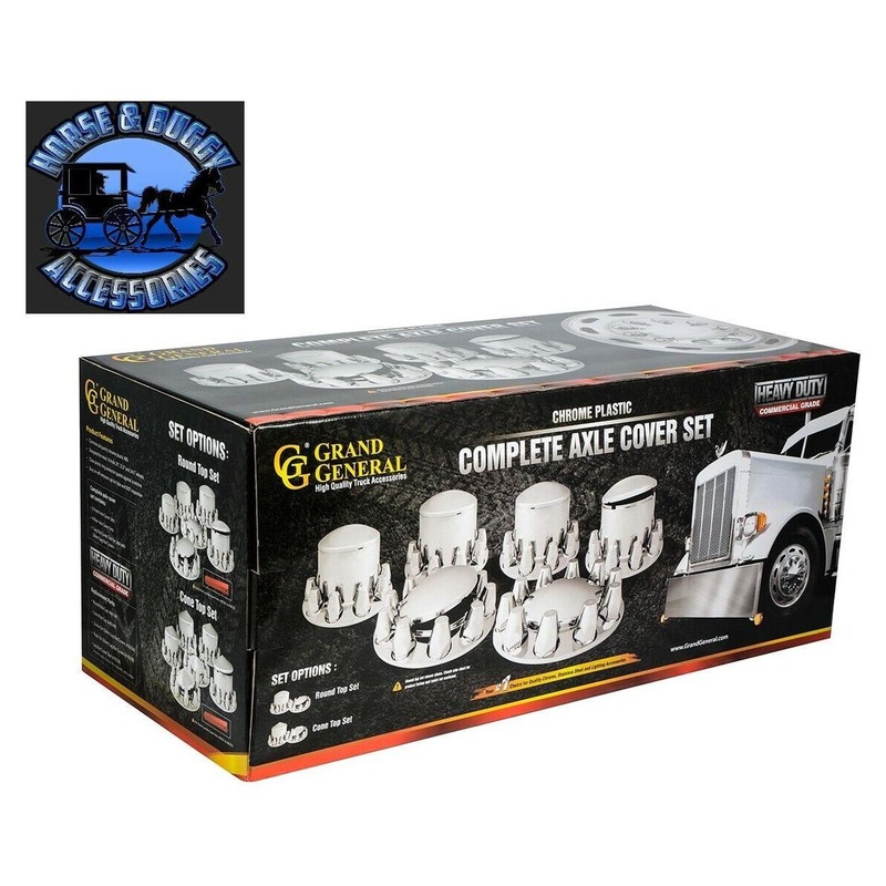 Chrome hub cover 33mm screw on grand general truck semi front rear set 40230