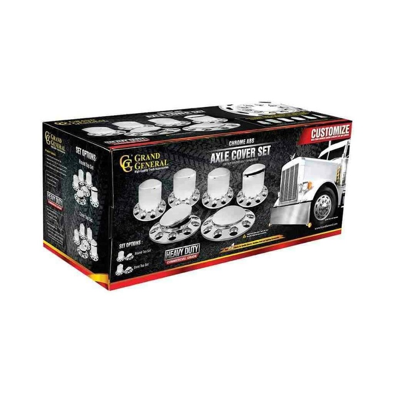 chrome hub cover axle kit customizable no lug nut caps semi front rear universal 40236