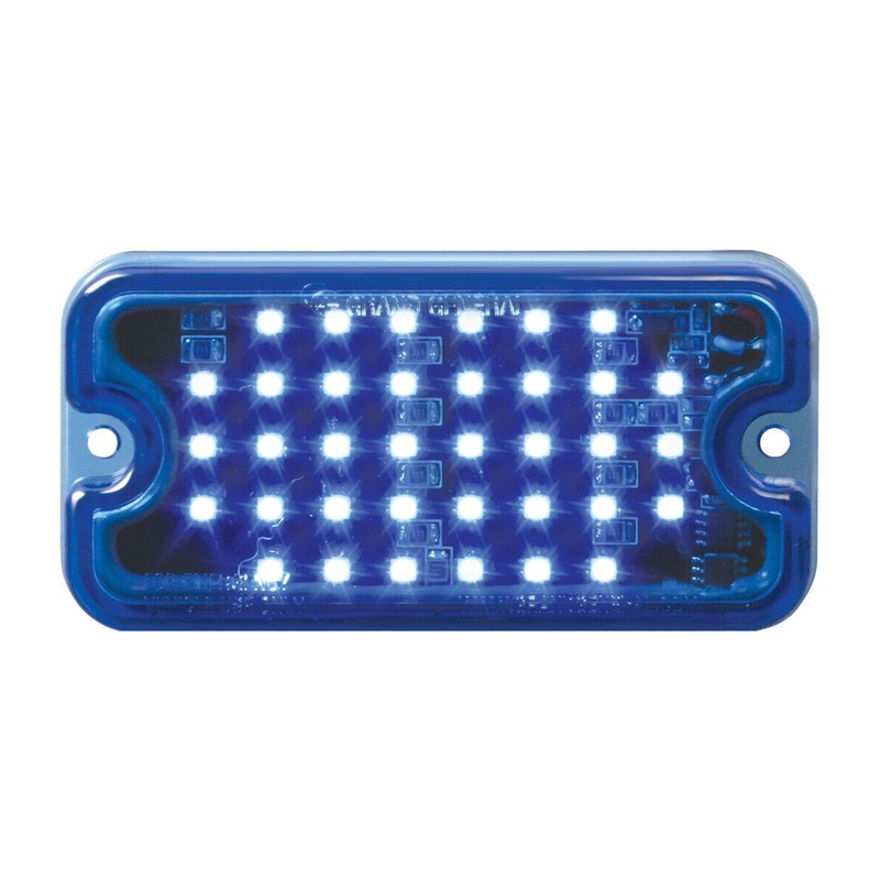 Grand General Ultra Thin Rectangular Surface Mount Strobe Light 40 blue LEDs new 81748