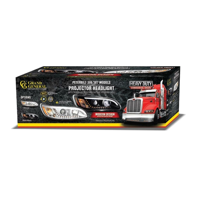 peterbilt 386/387 headlight w/white led accent light and turn signal