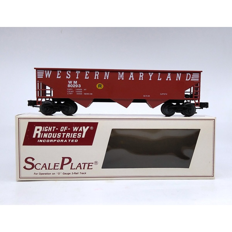 Right-of-Way 80293 O Gauge Western Maryland 3-Bay Hopper Car LN/Box