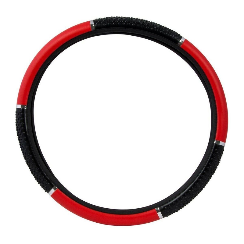 54046 18 steering wheel cover matte red w/black hand grips universal semi truck 54046