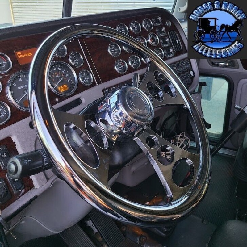 chrome billet aluminum semi truck steering wheel universal extra grip chopper UP-88160