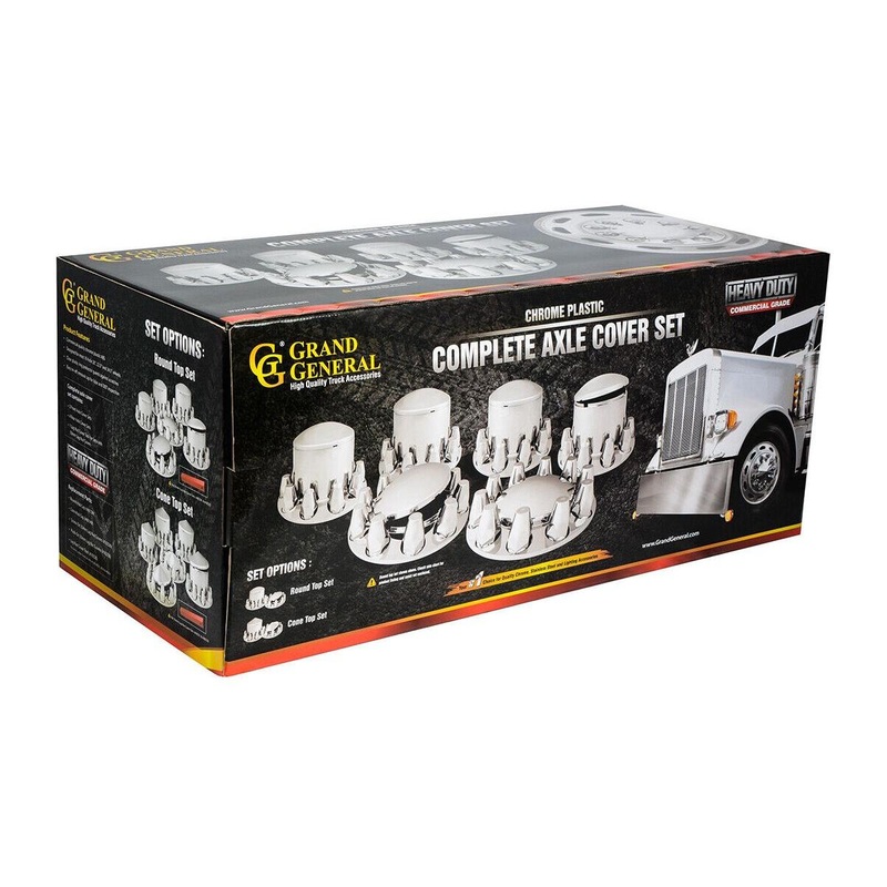 chrome hub cover axle kit 33mm truck push on semi front rear set rounded 40232