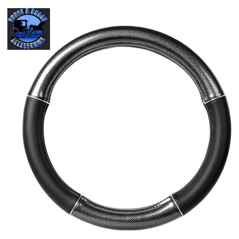 18 steering cover universal Black carbon fiber with Chrome Trims truck #54015