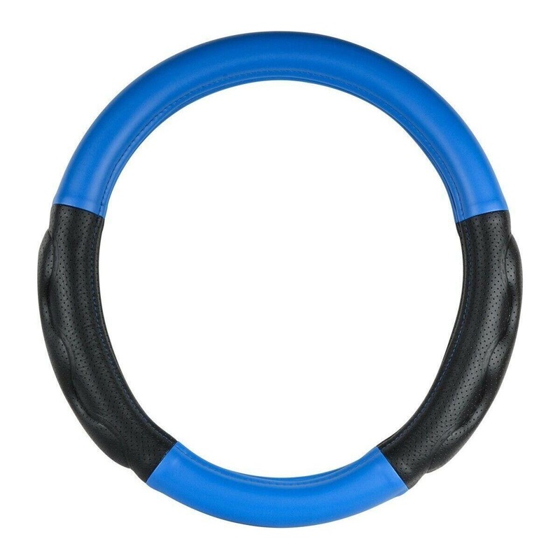 54052 universal 18 inch steering wheel cover matte blue w/black soft pad truck 54052