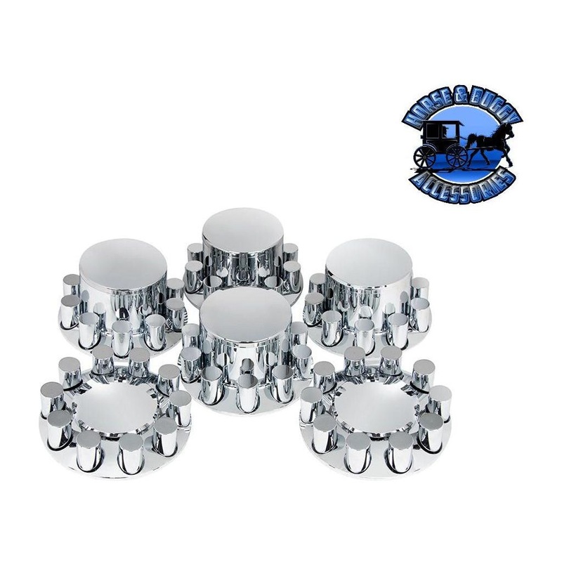 UP-10317  Dome Axle Cover Combo Kit With 33mm Cylinder Thread-On Nut Covers – Chrome