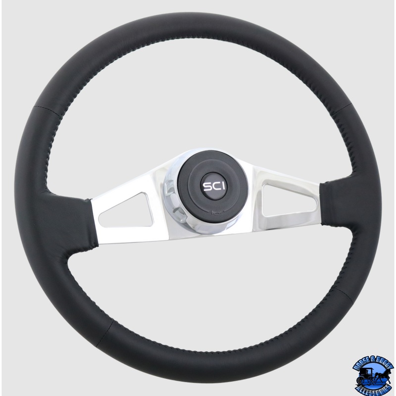 350-3003-77004 Steering Creations Manchester 18 Black Leather Rim 2-Spoke Wheel (3-Hole)