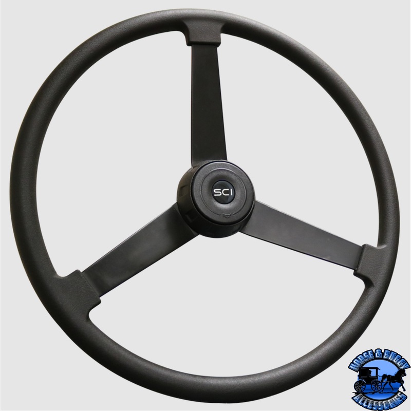 Steering Creations Mammoth – 22 Black Polyurethane Rim, Painted Black 3-Spoke Wheel With Black Bezel