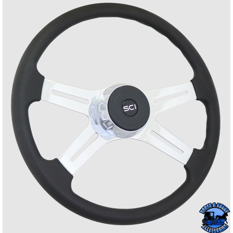 190-3003-7704 Steering Creations Convoy 18 Polyurethane Rim Chrome 4-Spoke Wheel (3-Hole)
