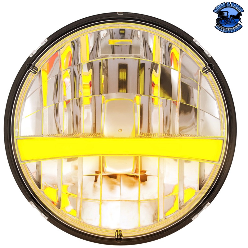 ULTRALIT – High Power LED 7 Headlight With Turn Signal & White Position Light Bar (Choose Color)