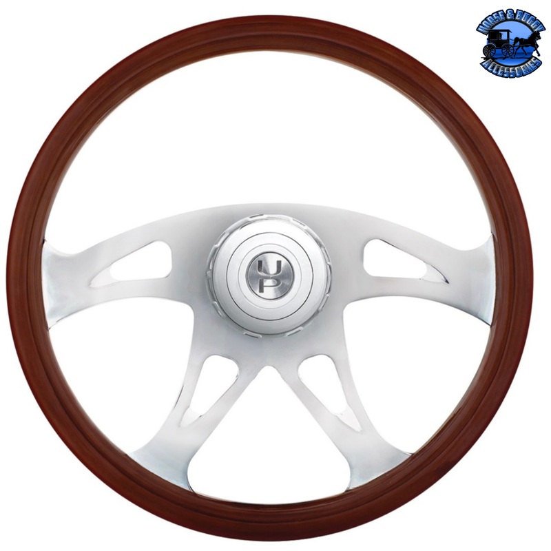 18 BOSS STYLE WOOD STEERING WHEEL WITH HUB & HORN BUTTON KIT FOR PETERBILT (2006+) & KENWORTH (2003+) #88179