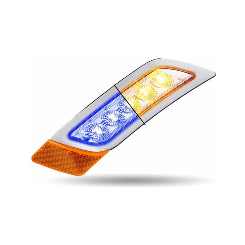 TLED-P300AB Amber to Blue Peterbilt LED Fender Light  5 Diodes | Driver Side