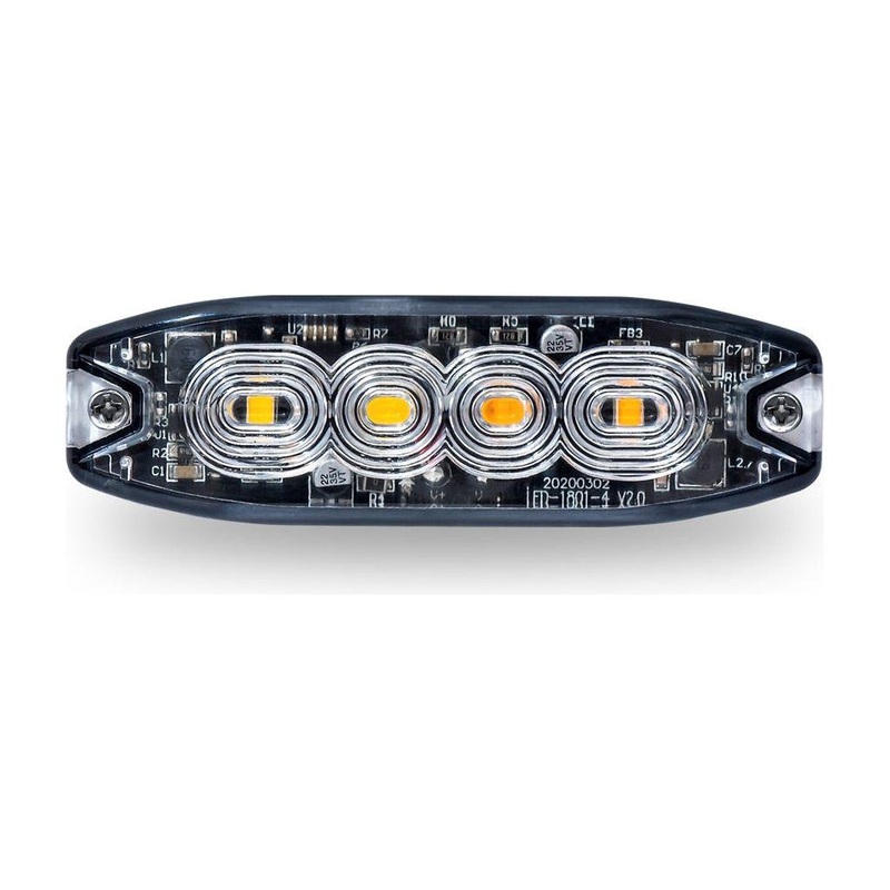 Amber/White LED Class 1 Low Profile Warning Strobe with 36 Flash Patterns (4 Diodes)