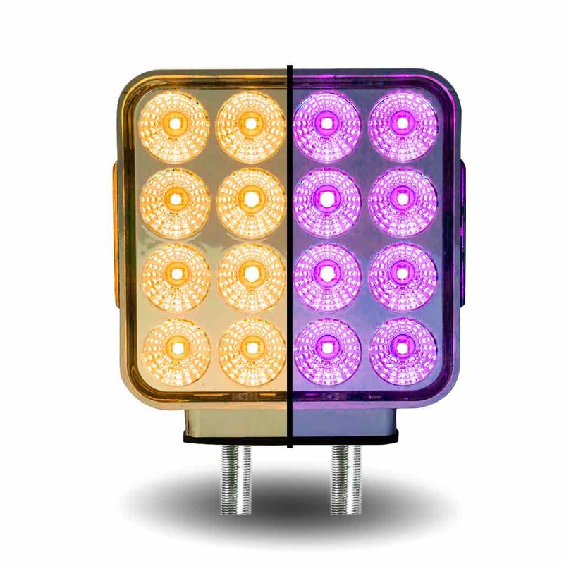 Dual Revolution Double Face Double Post Square LED (Amber/Red/Purple) – (44 Diodes)