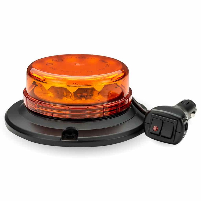 Low Profile Class 1 Amber LED Warning Beacon with 36 Flash Patterns – Vacuum/Magnetic