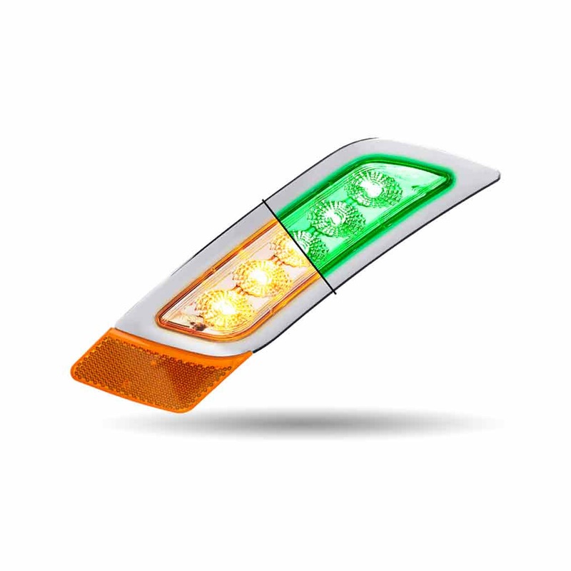 TLED-P400AG Amber to Green Peterbilt LED Fender Light  5 Diodes | Passenger Side