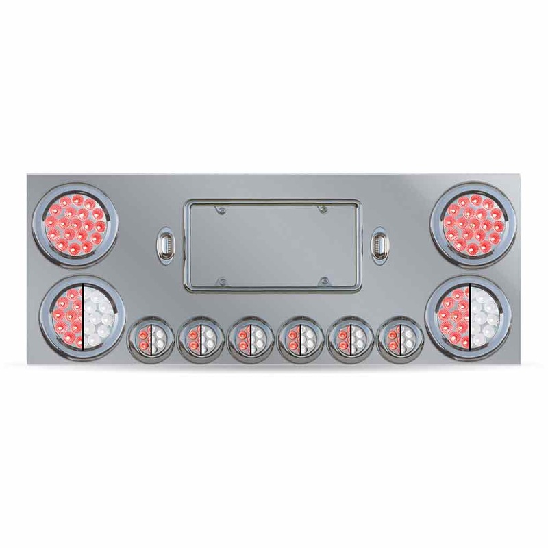 TU-9001L2. Dual LED Rear Center Panel  4 & 2 Dual LEDs (Clear Lens) | Stainless Steel