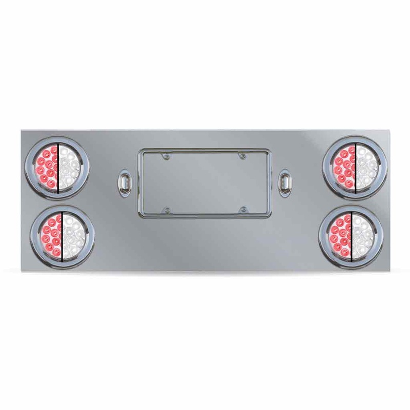 TU-9017L2. Dual LED Rear Center Panel  4 Dual LEDs (Clear Lens) | Stainless Steel