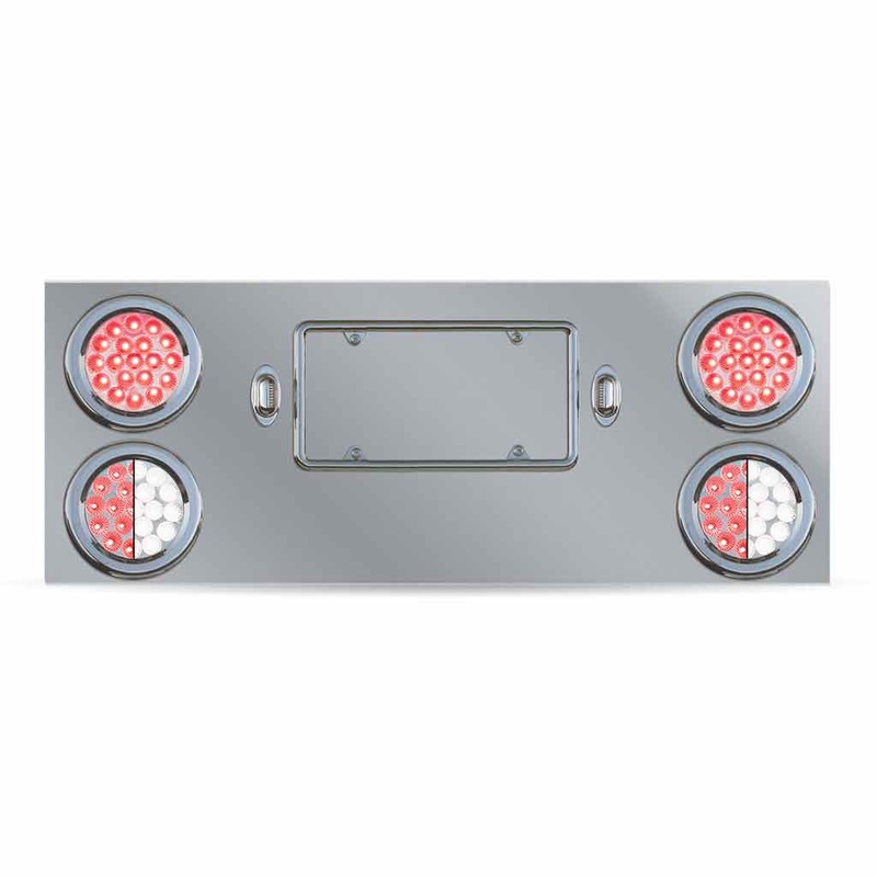 TU-9017L4 Dual LED Rear Center Panel  4 Dual LEDs (Clear Lens) | Stainless Steel