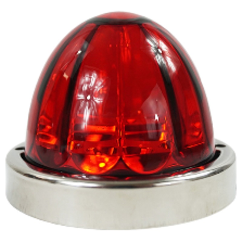 Legendary 3 Inch Watermelon Light, SS Curved  Bezel- Red LED / Red Glass Lens 23003RR-2