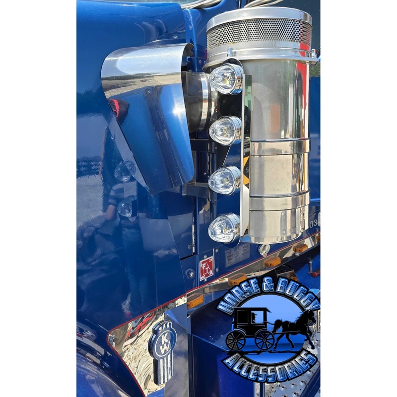 SS-1725 FRONT KENWORTH RADIUS STYLE BRACKET 15 AIR CLEANER (SOLD IN PAIRS) (Lights not included)