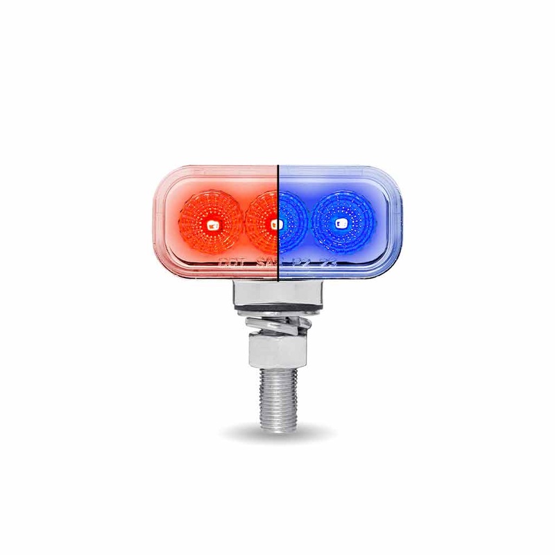 Amber/Red Clearance Marker to Blue Auxiliary 1.5 x 3 Mini Double Face Rectangular Light with Reflector LEDs  20 Diodes