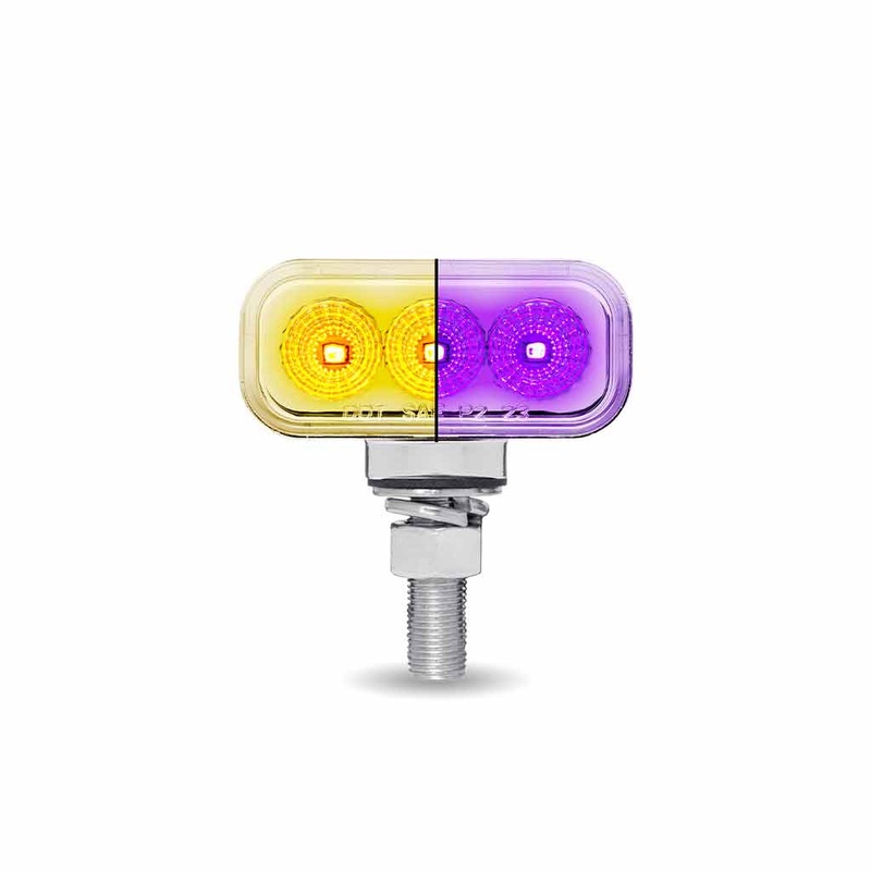 Amber/Red Clearance Marker to Purple Auxiliary 1.5 x 3 Mini Double Face Rectangular Light with Reflector LEDs  20 Diodes