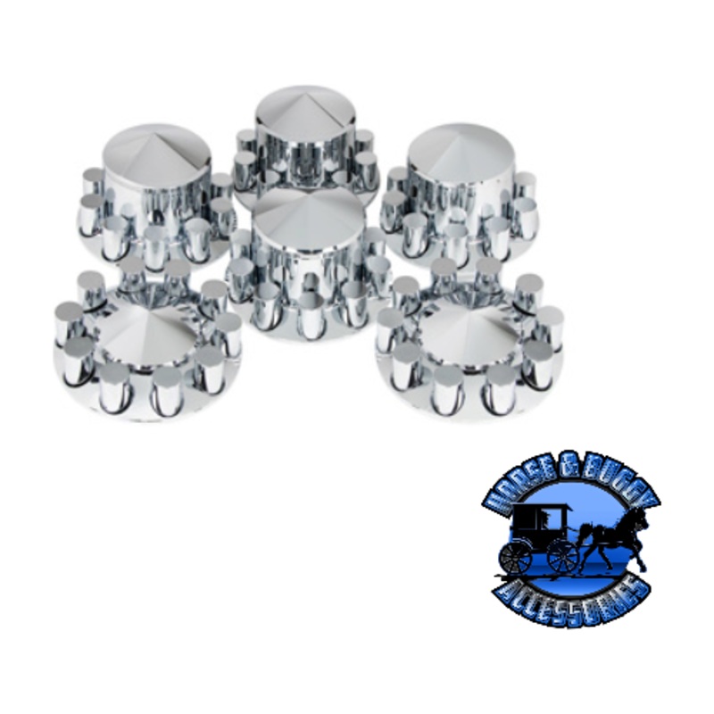 UP-10318 Pointed Axle Cover Combo Kit With 33mm Cylinder Thread-On Nut Covers – Chrome