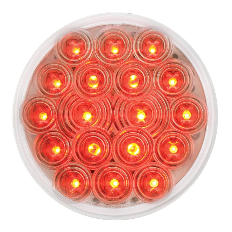 4 FLEET RED/CLEAR 18 LED 3PIN ROUND PLUG S/T/T SEALED LIGHT