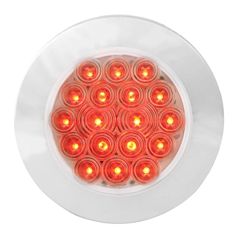 4 FLEET RED/CLEAR 18 LED FLANGE MOUNT W/ CR. BEZEL 3PIN