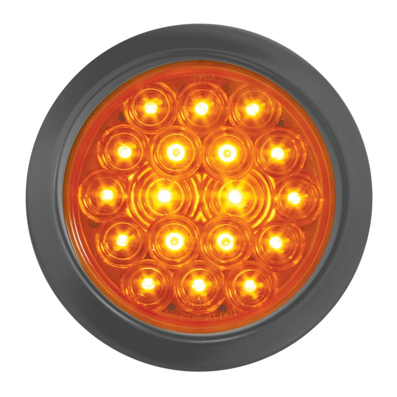 4 FLEET AMBER/AMBER 18 LED LIGHT W/ GROMMET & PIGTAIL