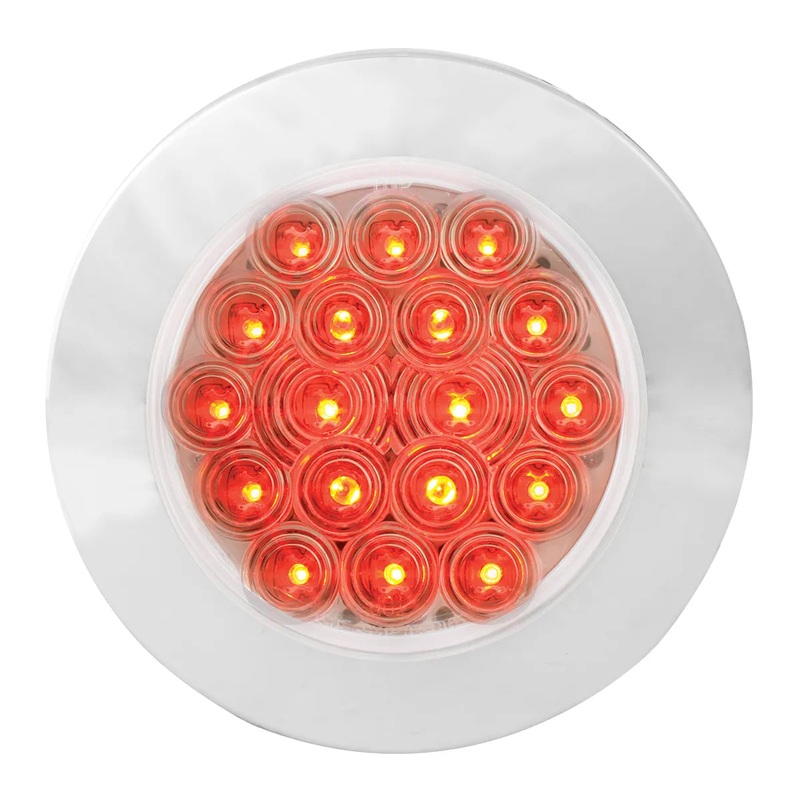 4 FLEET RED/CLEAR 18 LED FLANGE MOUNT W/BEZEL, 3 WIRES