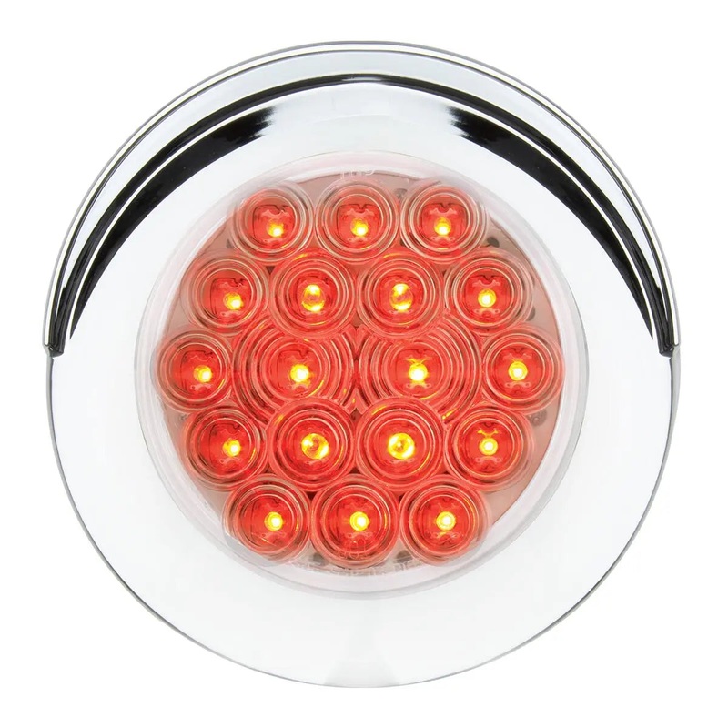 4 FLEET RED/CLEAR 18 LED FLANGE MT. W/VISOR BEZEL 3PIN