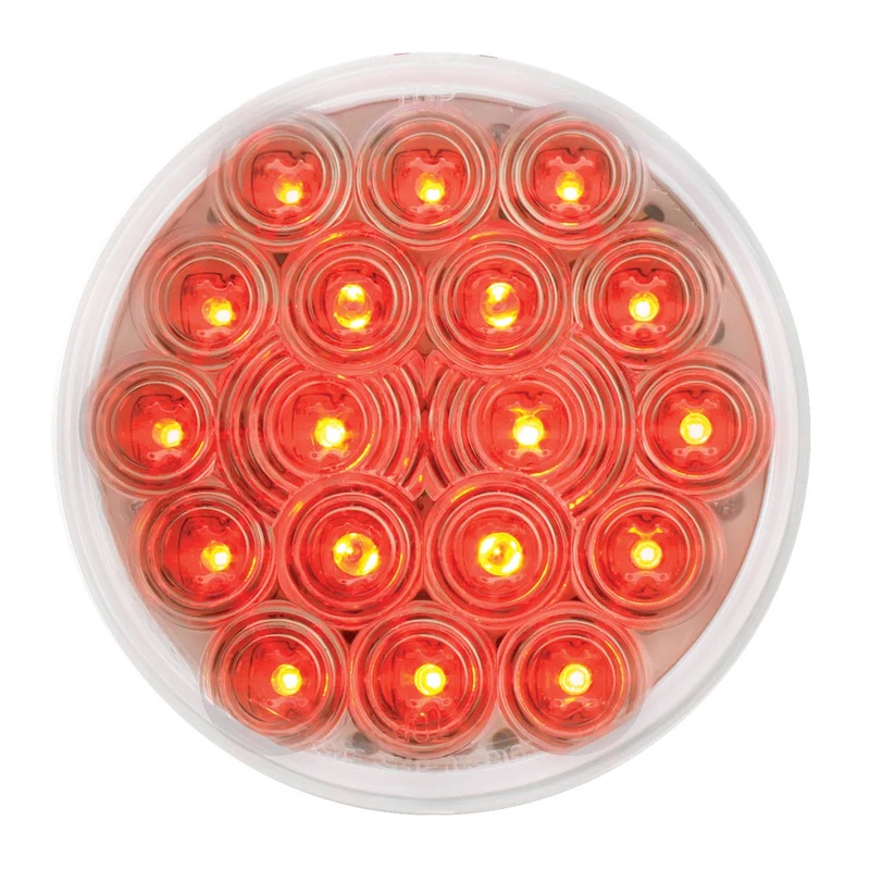 4 FLEET RED/CLEAR 18 LED LIGHT W/ GROMMET & PIGTAIL