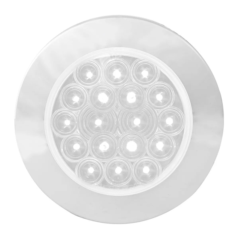 4 FLEET WHITE/CLEAR 18 LED FLANGE MOUNT W/BEZEL, 3 PRONG