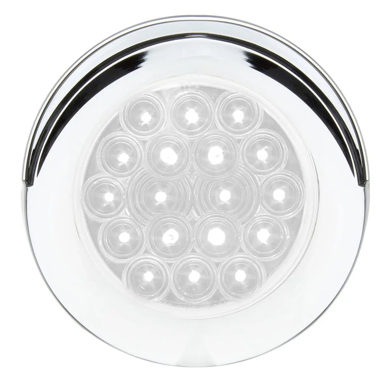 4 FLEET WHITE/CLEAR 18 LED FLANGE MT. W/VISOR BEZEL, 3 WIRES