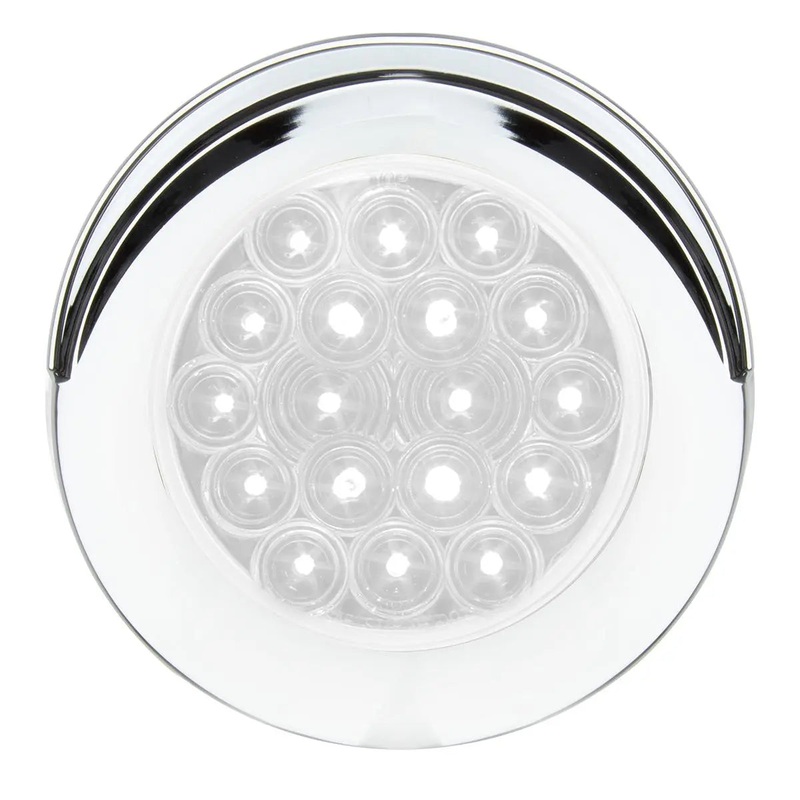 4 FLEET WHITE/CLEAR 18 LED FLANGE MT. W/VISOR BEZEL, 3PRONG