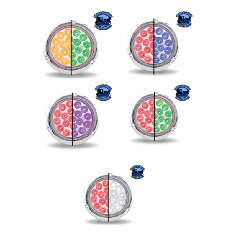 4 Round Trux Dual Revolution LEDs Flange mount  (Choose Style and Color)