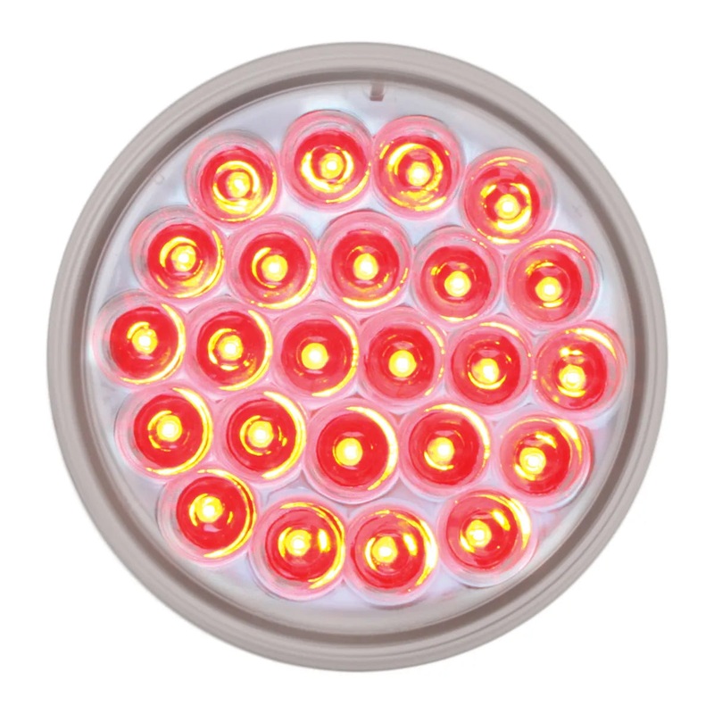 76467 #2 4 PEARL RED/CLEAR 24LED STROBE SEALED LIGHT, 9~36V