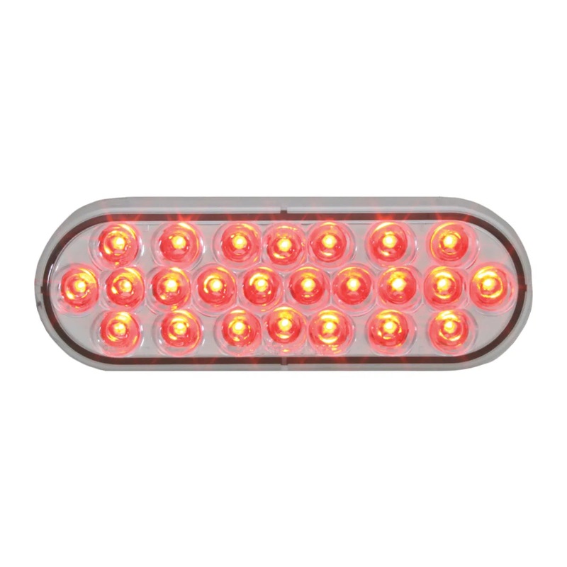 76477 #2 OVAL PEARL RED LED STROBE LIGHT, CLEAR LENS, 9~36V